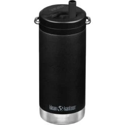 Klean Kanteen TKWide 355ml Insulated Bottle Twist Cap W/Straw Black
